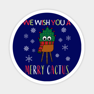 We Wish You A Merry Cactus - Christmas Cactus With Scarf Magnet